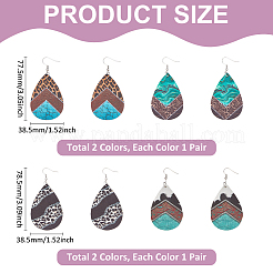 4 пара кожаных сережек-подвесок 4 стилей&nbsp;EJEW-UN0002-94