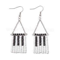 Серьги-подвески из стеклянных бусин ручной работы EJEW-TA00698
