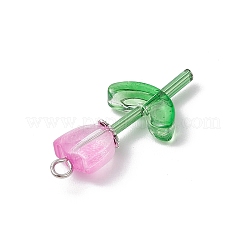 Прозрачные стеклянные бусины с колпачками из сплава в тибетском стиле&nbsp;PALLOY-JF03623