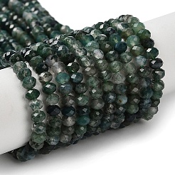 Природные моховой агат бисер нитей G-C228-A01-3x4mm