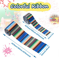 2rolls2スタイルストライプ模様プリントポリエステルグログランリボン  DIYちょう結びアクセサリー用  カラフル  1ロール/スタイル&nbsp;OCOR-TA0001-37G