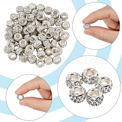 80 шт. полимерная глина со стразами европейские бусины с большими отверстиями с серебряными латунными сердечниками FPDL-LT0001-02E