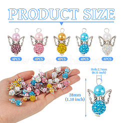 20 шт. подвески из полимерной глины 5 цветов и стеклянных стразов&nbsp;FIND-TA0004-83