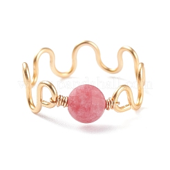 Anelli di perline di pietra mista naturale per donna uomo&nbsp;RJEW-JR00437