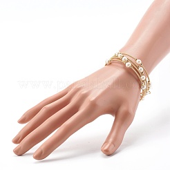 Perline di perle naturali quattro anelli avvolgono i braccialetti&nbsp;BJEW-JB06614
