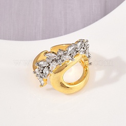 Женское кольцо-манжета с микропаве из латуни и кубическим цирконием RJEW-L132-05G