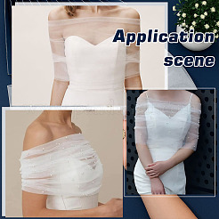 Полиэстеровая шаль на одно плечо для невесты&nbsp;AJEW-WH0596-365A