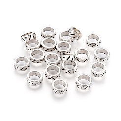 チベット風合金ヨーロピアン大穴ビーズ  ドーナツ  カドミウムフリー＆鉛フリー  アンティークシルバー  8x3mm  穴：6mm&nbsp;TIBE-1266-AS-LF