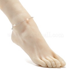 Tobilleras de jade blanco teñido natural y jade de Malasia para mujer&nbsp;AJEW-AN00476-02
