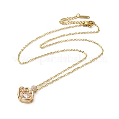 Ожерелья с подвеской из латуни с микропаве и кубическим цирконием для женщин NJEW-E106-04KCG-01
