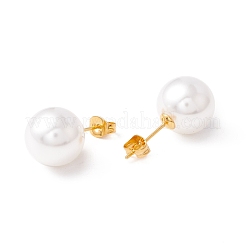 6 Paar runde Kugel-Ohrstecker mit Muschelperlen&nbsp;EJEW-A067-18B-G