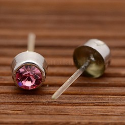 Sencilla de color original de plano y redondo de acero inoxidable Pendientes resinrhinestone unisex populares&nbsp;EJEW-L073-A-19