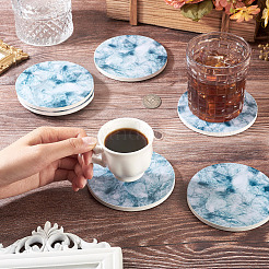 6 шт. круглая подставка из мрамора и пробки&nbsp;AJEW-TA0816-005