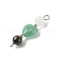 ハートの宝石リンクコネクタチャーム  33x10x6.5mm  穴：2.5x3.5mmと1.5x2mm  5個/セット&nbsp;PALLOY-JF03231
