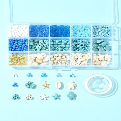 Наборы для изготовления браслетов из синтетической бирюзы и бисера своими руками&nbsp;DIY-FS0006-99