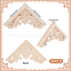 Artisanat d'applique onlay sculpté en bois massif naturel&nbsp;WOOD-WH0002-34