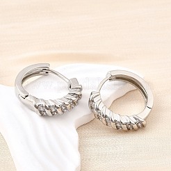 Латунные серьги-кольца из прозрачного кубического циркония EJEW-Z121-13P