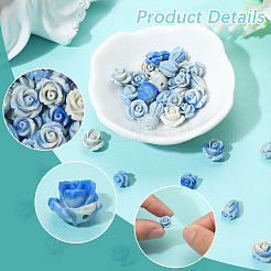 60 шт. 3-х цветные резные бусины из синтетического коралла&nbsp;CORA-SC0001-10