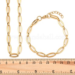Schmucksets aus ovalem Gliederarmband und Halskette aus Edelstahl 304&nbsp;SJEW-L199-06G