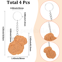 食品模様PVCペンダントキーホルダー4個  鉄のスプリットキーリング付き  プラチナ  バリーウッド  61.5x36x15mm&nbsp;KEYC-SC0002-21B