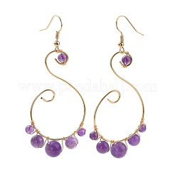 Натуральный камень смешанные болтающийся серьги EJEW-JE05096