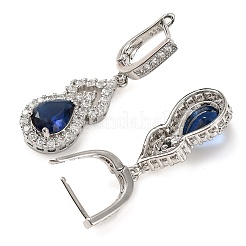 Серьги-кольца из латуни с микропаве и кубическим цирконием в форме тыквы EJEW-I304-13P-03