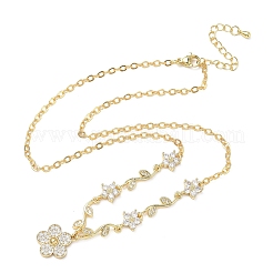 Collares con colgantes de flores de latón con circonitas cúbicas engastadas&nbsp;NJEW-C121-04B-G