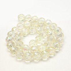 電気メッキガラスビーズセット  フル虹メッキ  多面カット  ラウンド  乳白色  10mm  穴：1mm&nbsp;EGLA-J015-10mm-04