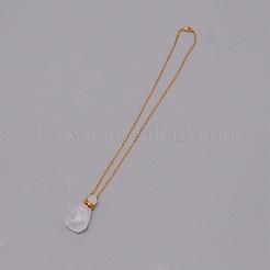 Collana con ciondolo in cristallo di quarzo naturale bottiglia di profumo per donna ragazza&nbsp;NJEW-WH0009-12