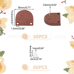 30 шт. полукруглая фурнитура для сережек-гвоздиков из дерева&nbsp;WOOD-UN0001-04