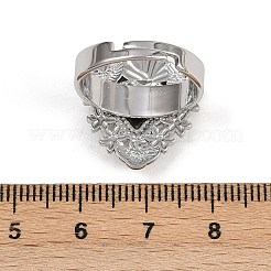 Anillos de dedo ajustables con forma de corazón de acero inoxidable 304 para mujer&nbsp;RJEW-A074-07P