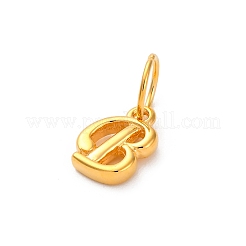 丸カン付きスターリングシルバーレターチャーム925個  ゴールドカラー  文字B  10x7x2mm  穴：5mm&nbsp;LS-STER-R008-01G-B