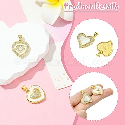 2 шт. 2 стиля подвески из натуральной ракушки с латунным паве&nbsp;KK-CJ0003-40B