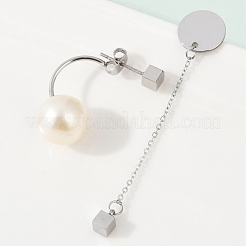 Серьги-гвоздики из пластика с имитацией жемчуга из нержавеющей стали 304 EJEW-Z089-19P