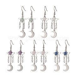 Boucles d'oreilles pendantes en pierres mélangées de lune&nbsp;EJEW-JE06776