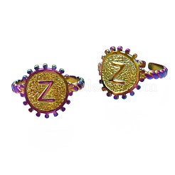 Цвет радуги нержавеющая сталь 304 плоский круглый с начальным манжетным кольцом RJEW-S405-139