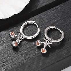 Латунные кубических серьги циркония обруч EJEW-Q015-01P-B