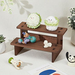 2-ярусный деревянный органайзер для ювелирных изделий с подставками для витрины&nbsp;ODIS-WH0058-19A