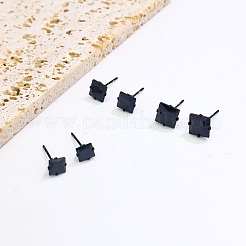 幾何学的な正方形の304ステンレススチール製スタッドピアス（女性用）  ブラック  8mm&nbsp;YP6314-2