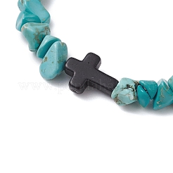Synthetische türkisfarbene Chips Stretch-Armbänder für Frauen und Männer&nbsp;BJEW-JB11341-06
