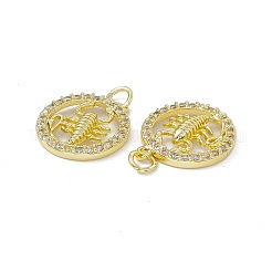Ciondoli in vero ottone placcato oro 18k con micro pavé di zirconi chiari&nbsp;KK-E068-VB409-8