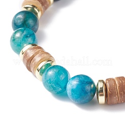 Bracciale elasticizzato da donna con cocco naturale e pietre di perline&nbsp;BJEW-JB07546