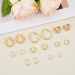 16 шт. набор из 8 колец и прямоугольных и витых серег из сплава и латуни EJEW-FI0001-41