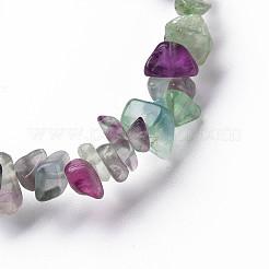 Unisex Chip natürliche Fluorit Perlen Stretch Armbänder&nbsp;BJEW-S143-14