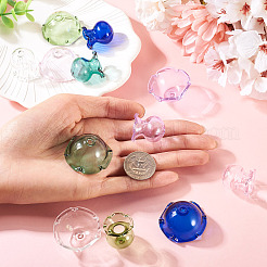 6 комплект двухцветных прозрачных стеклянных колпачков для бусин&nbsp;GLAA-BY0001-06