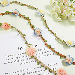 6 шт. 3 стиля полиэстеровых и льняных соломенных шляпных лент с цветочным узором из ротанга AJEW-CN0004-39