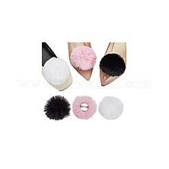 6шт брошь в виде шарика-помпона из двухцветного полиэстера и плюша JEWB-NB0001-24B