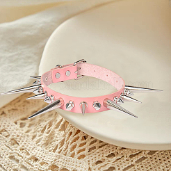 Ожерелья-чокеры из искусственной кожи в стиле панк-рок с заклепками из сплава и шипами&nbsp;NJEW-WH20011-10P-03