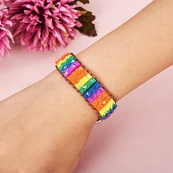 Прямоугольный браслет из бусин из синтетического регалита/императорской яшмы/морских отложений&nbsp;BJEW-SZ0002-32