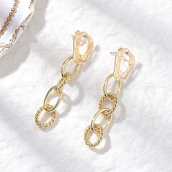 Латунные овальные серьги-гвоздики&nbsp;EJEW-JE06686